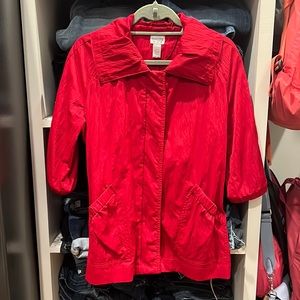 Chico’s lightweight jacket size 0; beautiful red! Great condition.